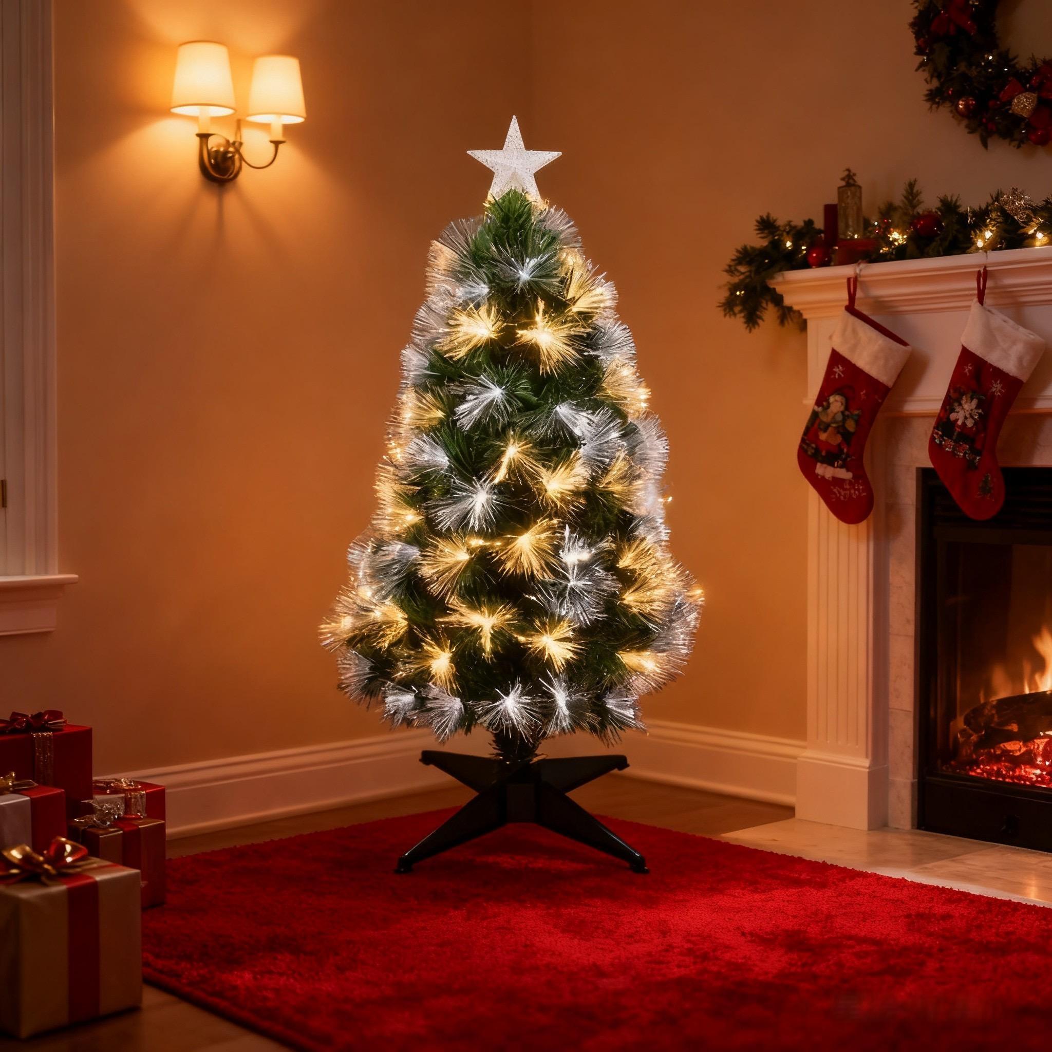 90cm Large RGB Fibre Optic Christmas Tree 8 Lighting Modes Memory Function Battery USB Powered for Home Party Decor