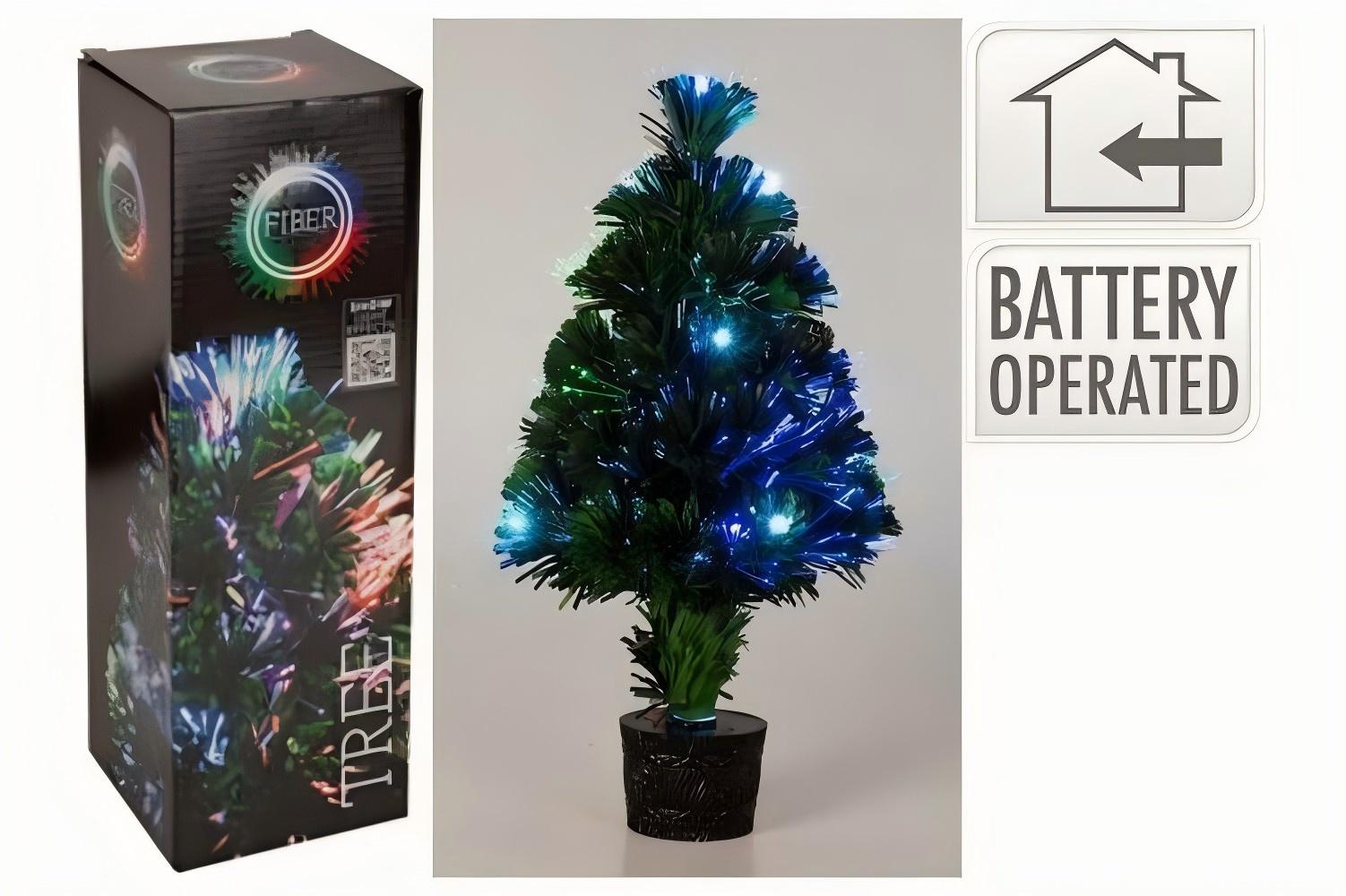 45cm Fibre Optic Christmas Tree with Lights | Battery & USB Powered | Foldable Desktop Decor