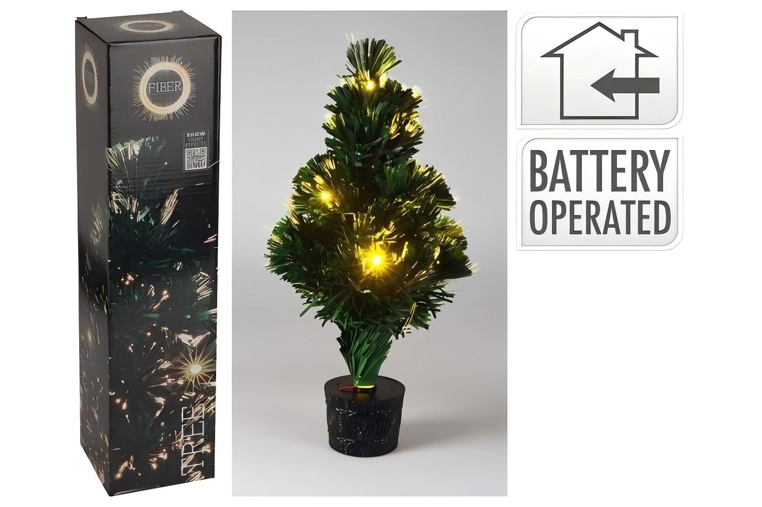 45cm White Fibre Optic Christmas Tree with LED Lights, Battery & USB Powered, Pre-Lit Tabletop Decor for Xmas Holiday
