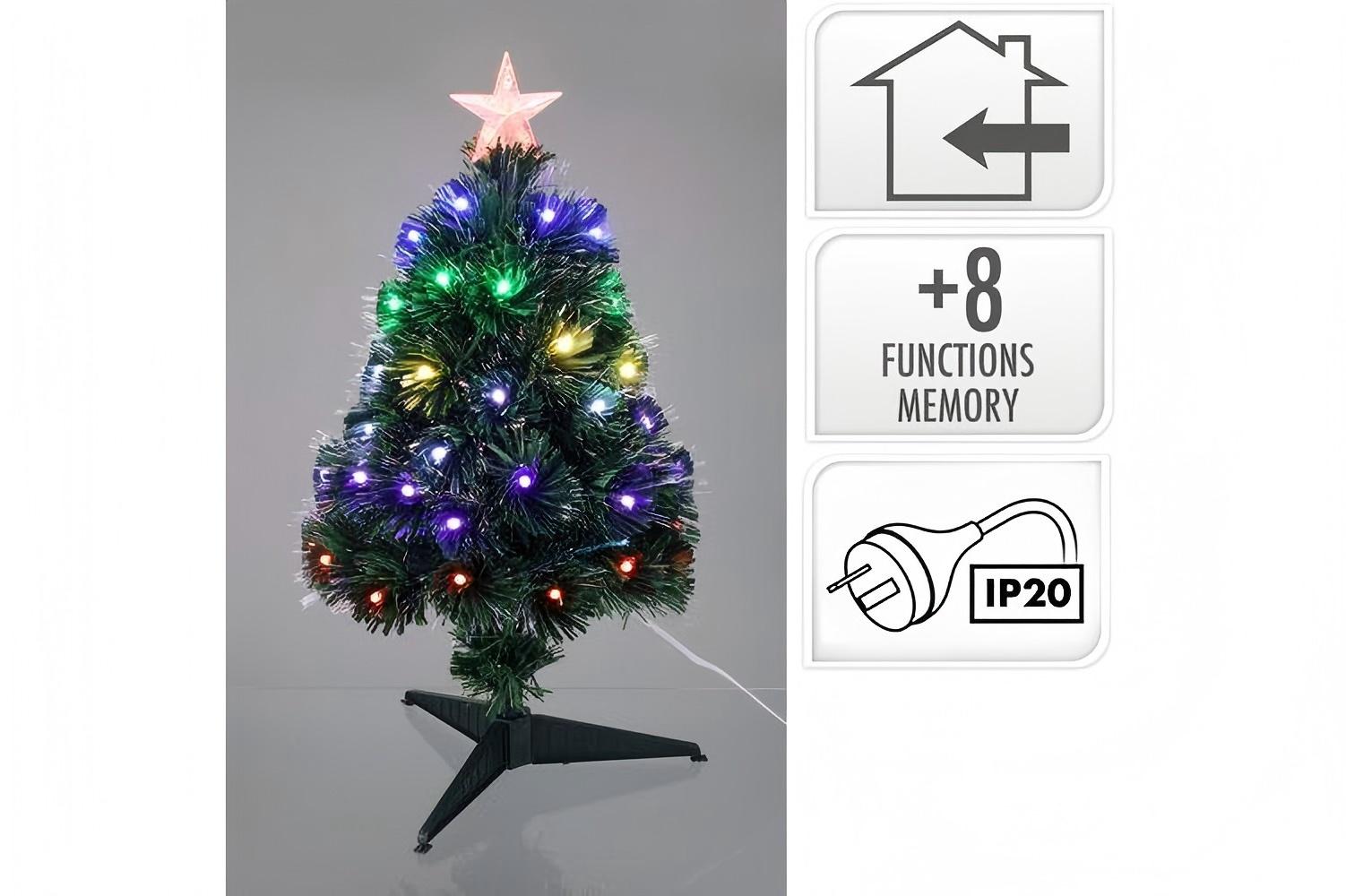 60cm Colourful Fibre Optic Christmas Tree RGB 8 Lighting Modes Memory Function Battery USB Powered for Home Party Decor