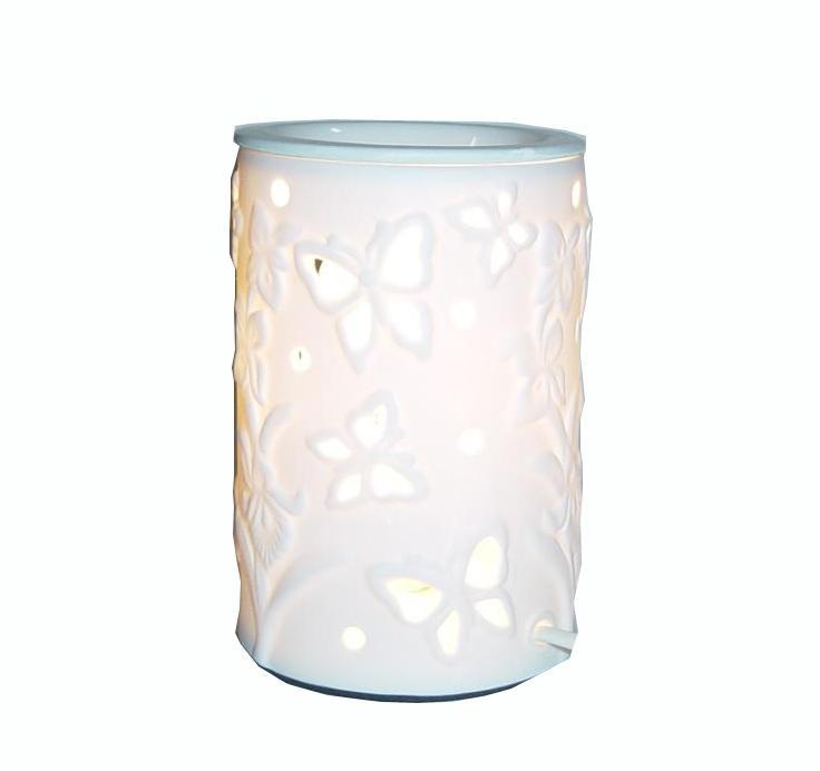 15cm Ceramic Electric Oil Burner White butterfly Pattern