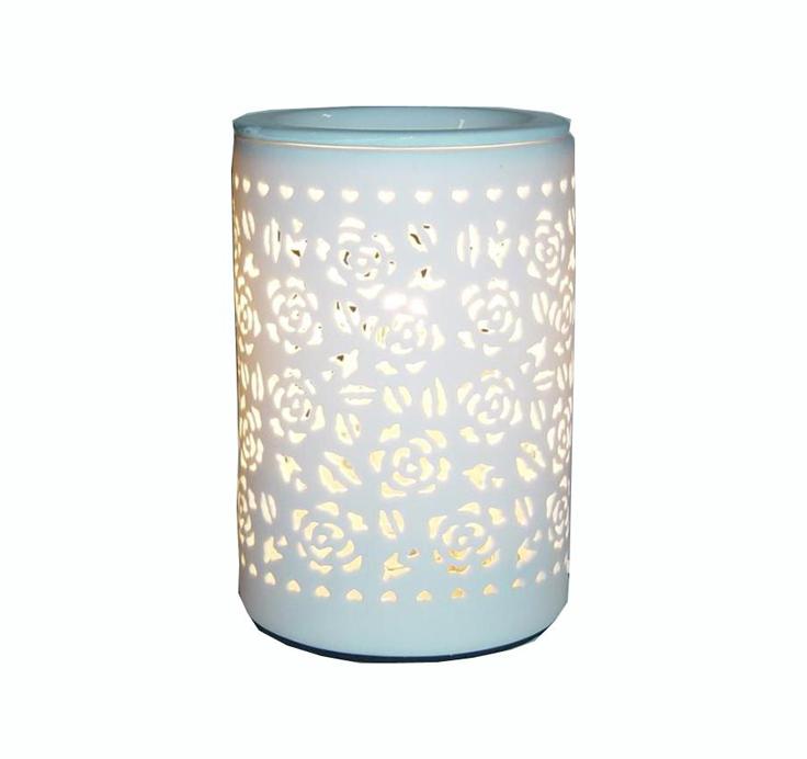 15x10 Ceramic Electric Oil Burner-White Rose