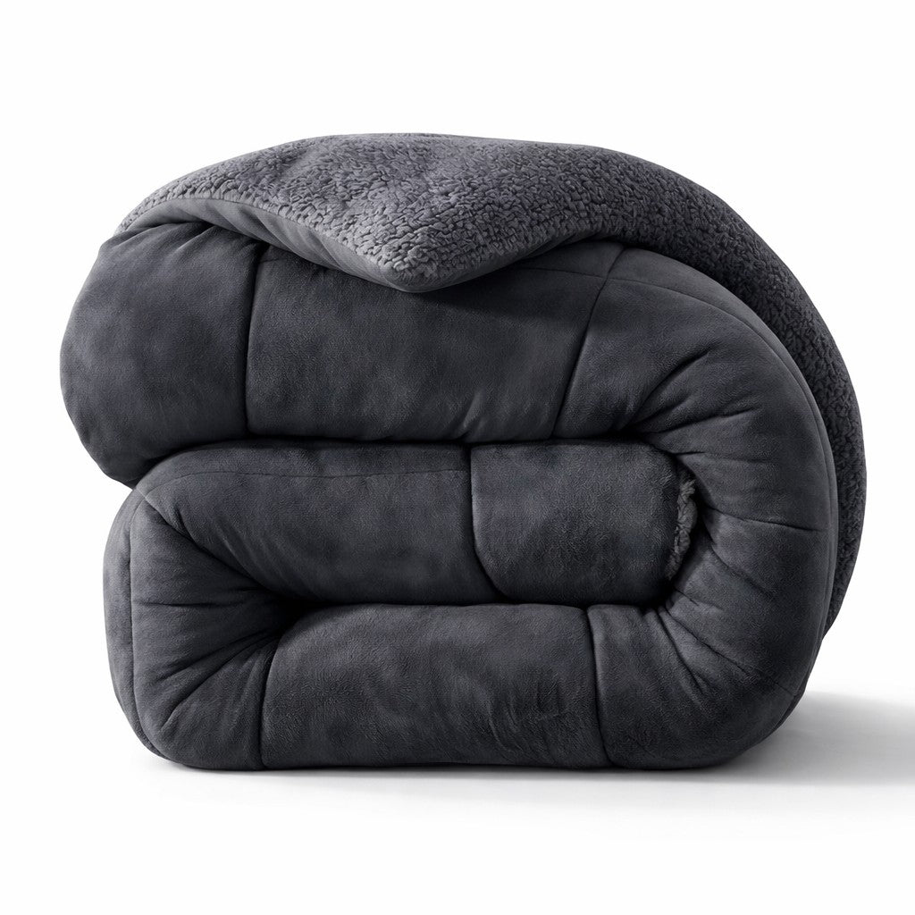 3 Layer  Reversible Milk Fleece Quilt 800GSM  Charcoal