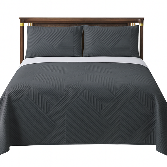 Home Fashion Geometry 3 PCS Soft Premium Bed Embossed Coverlet