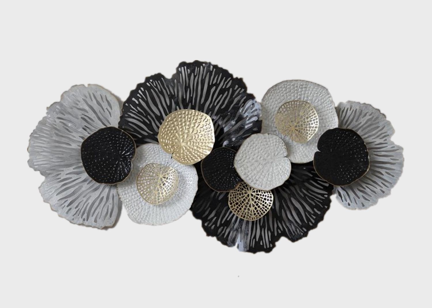 Metal Wall Art Large Flower Black & White HW02850