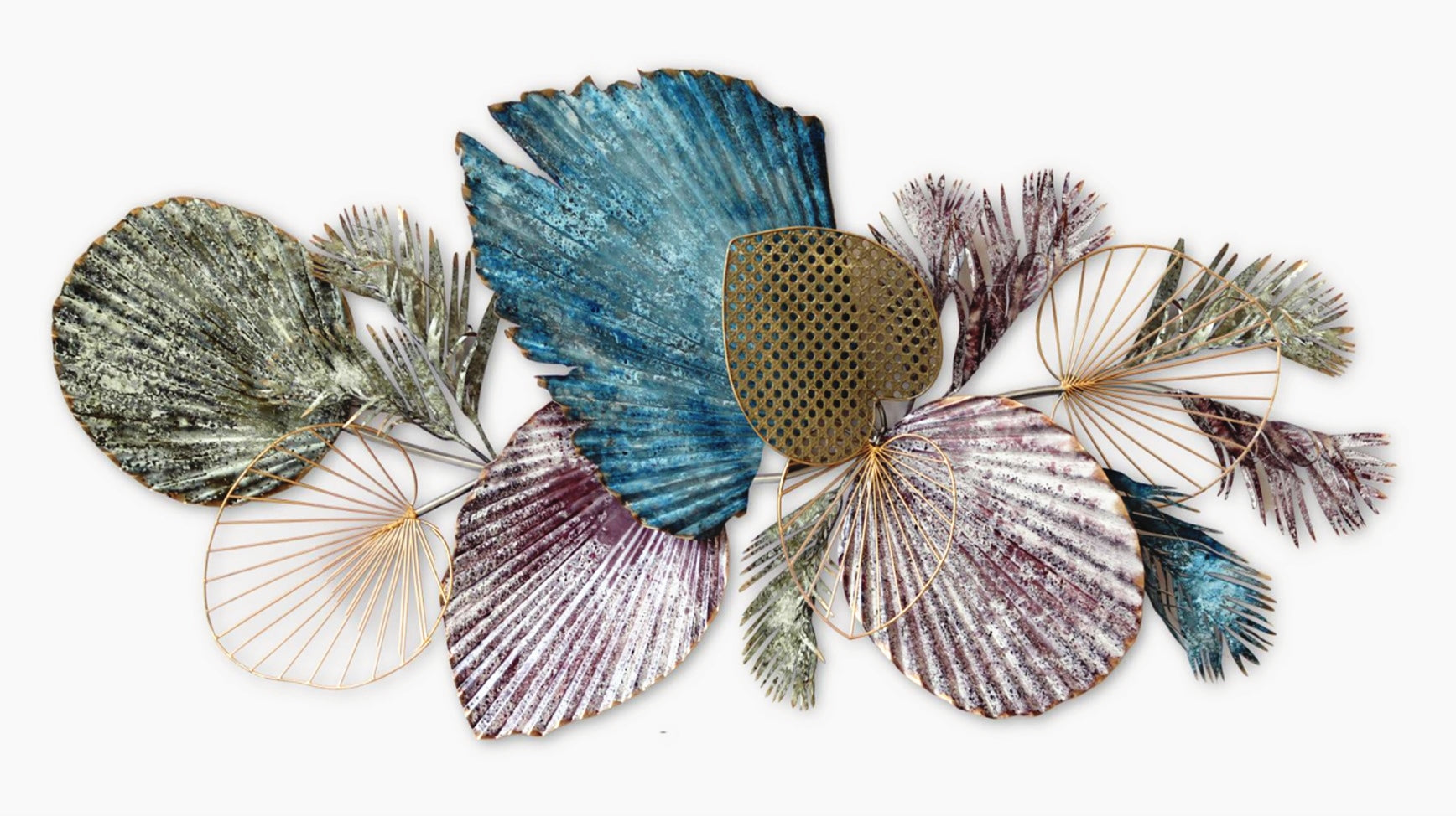 135cm Metal Wall Art Wall Decor Colourful Leaves HW02883