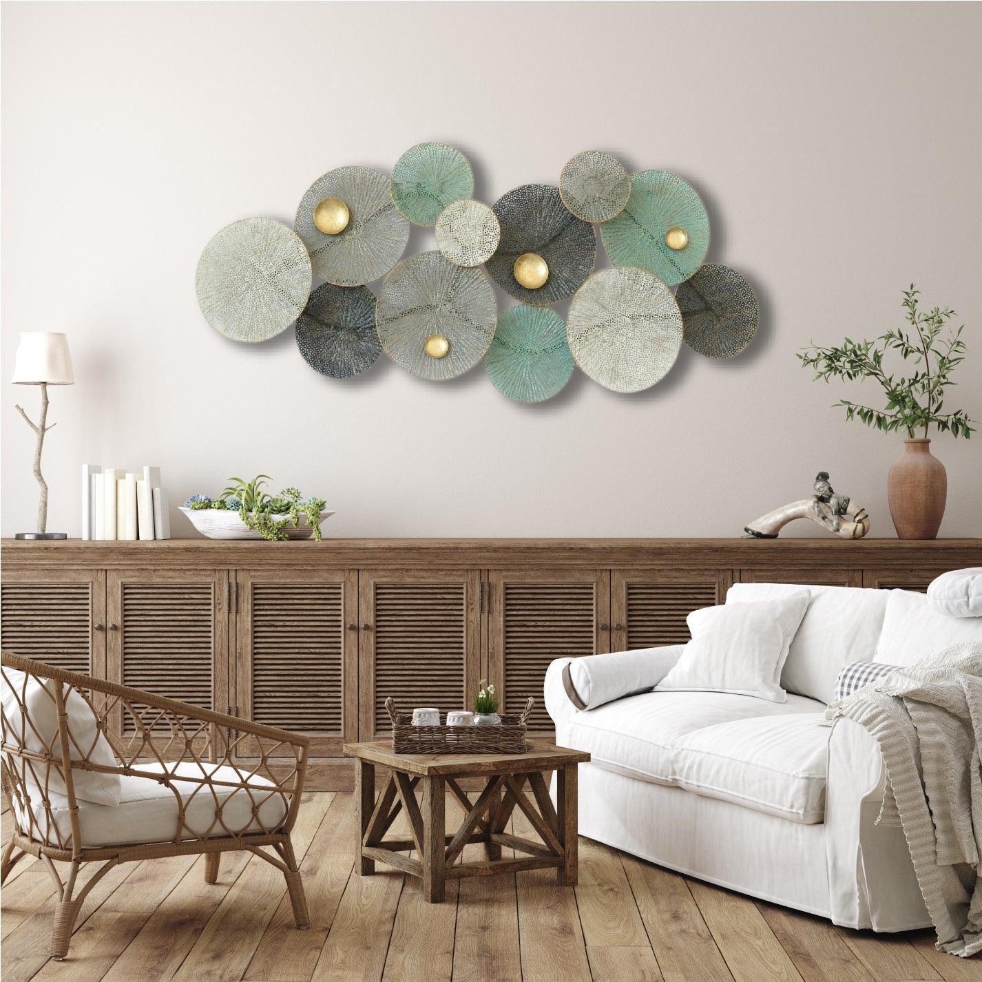 135cm Metal Wall Art Wall Decor Coral - Ge/BK/WH HW02896