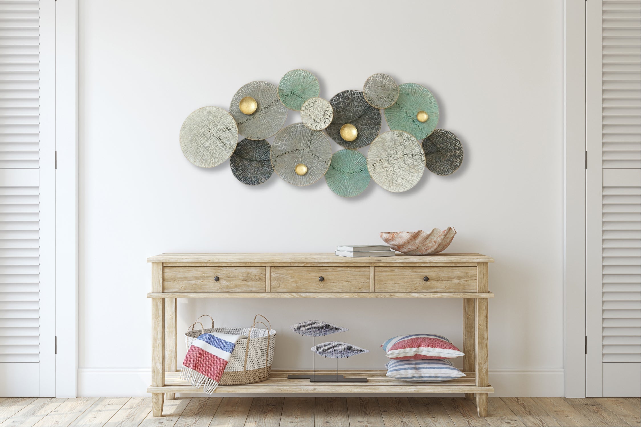 135cm Metal Wall Art Wall Decor Coral - Ge/BK/WH HW02896