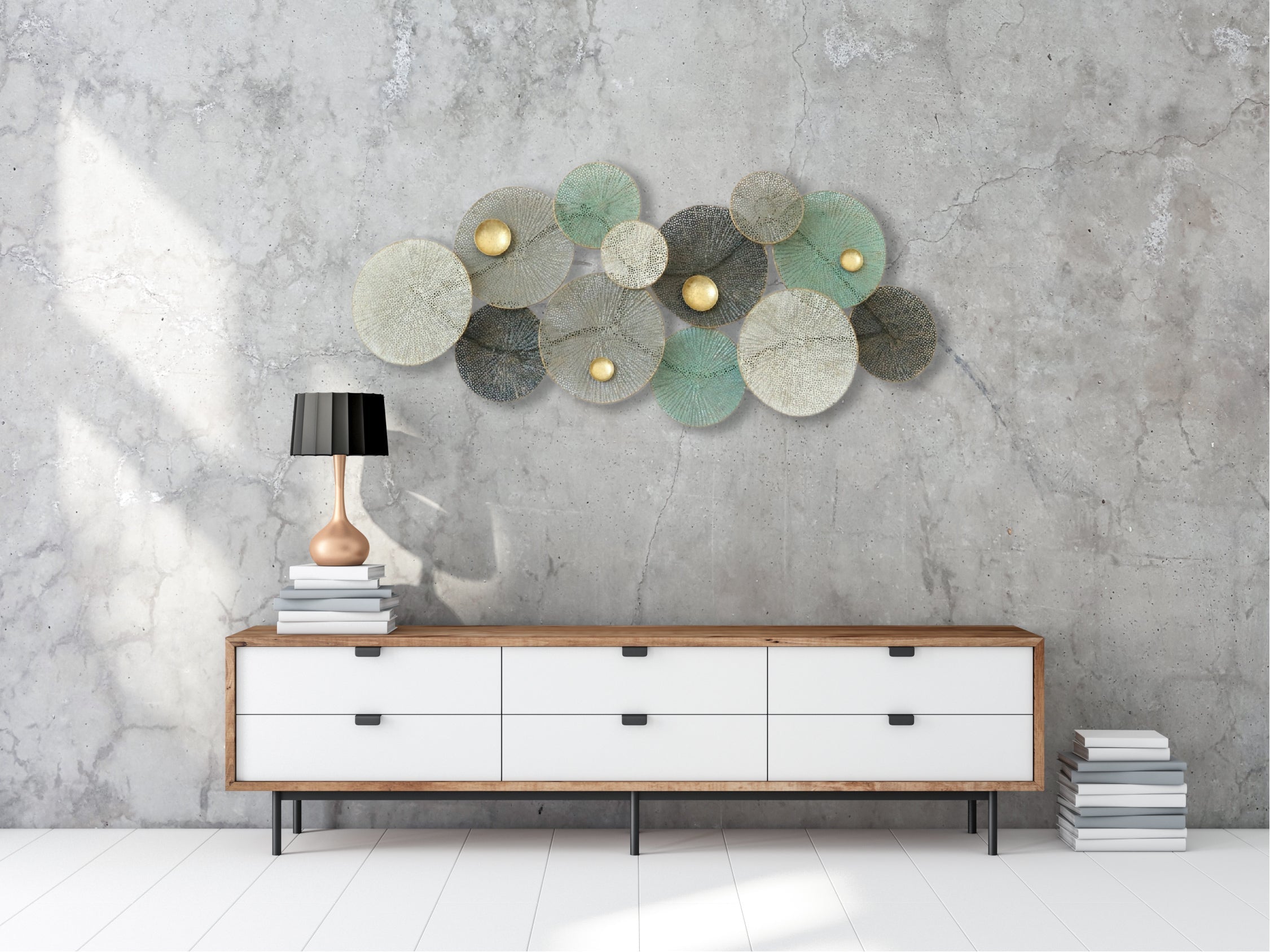 135cm Metal Wall Art Wall Decor Coral - Ge/BK/WH HW02896