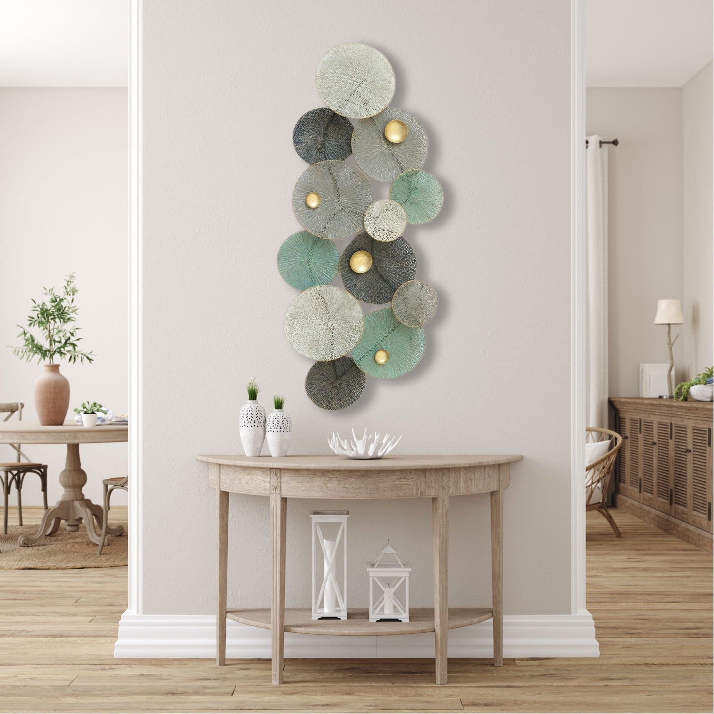 135cm Metal Wall Art Wall Decor Coral - Ge/BK/WH HW02896