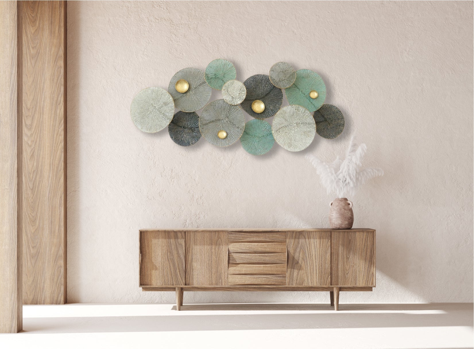 135cm Metal Wall Art Wall Decor Coral - Ge/BK/WH HW02896