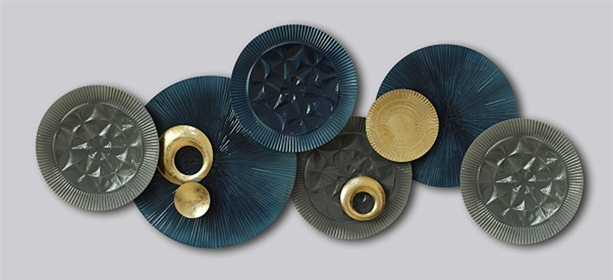 150cm Huge Metal Wall Art - Modern Blue and Grey HW02900