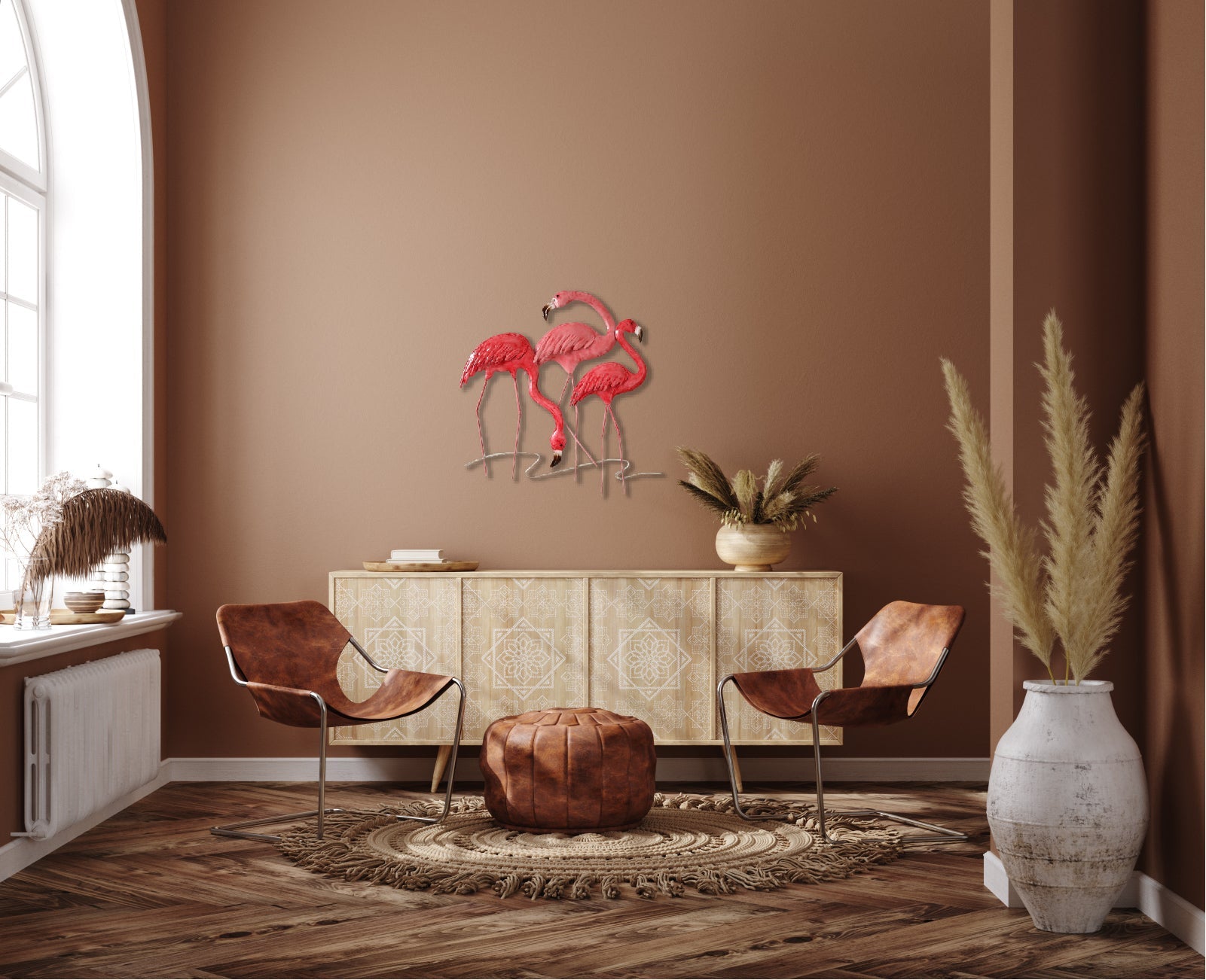 55cm Metal Wall Art Wall Decor Flamingo HW02915