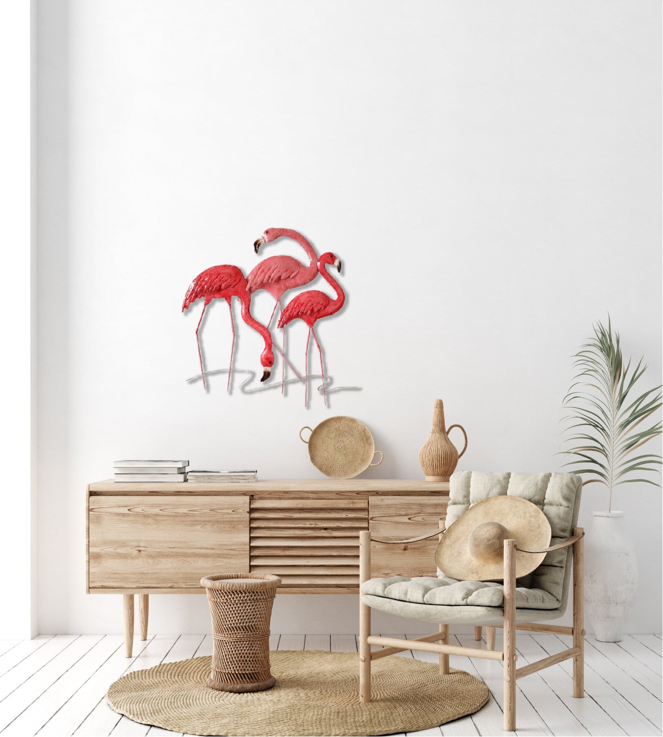 55cm Metal Wall Art Wall Decor Flamingo HW02915