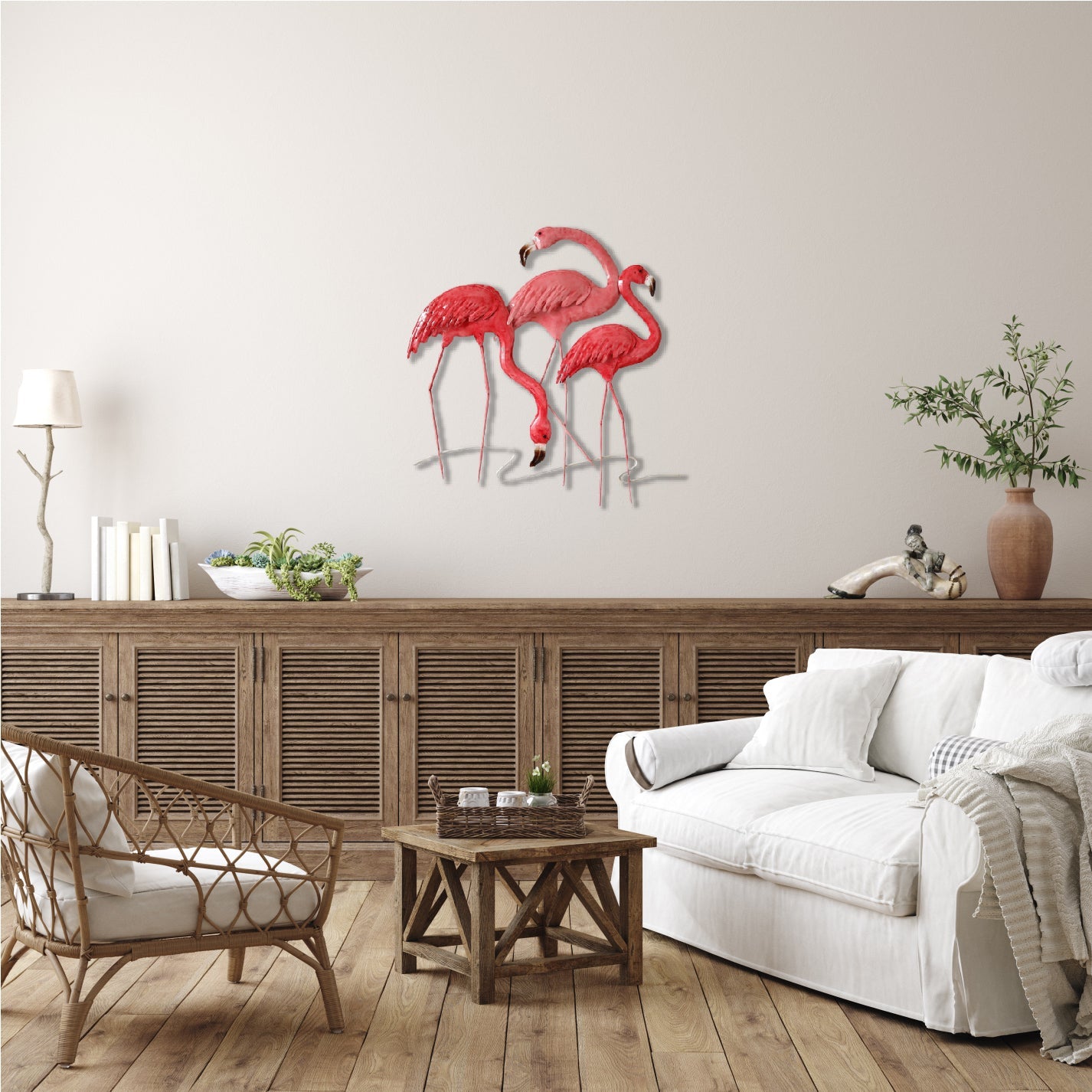 55cm Metal Wall Art Wall Decor Flamingo HW02915
