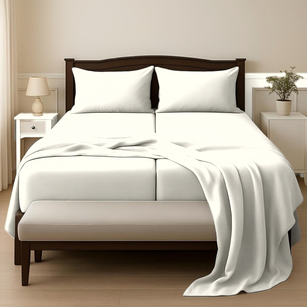 Comfort Split King Sheet Set  Wrinkle Free Microfiber, Dual Fitted Sheets