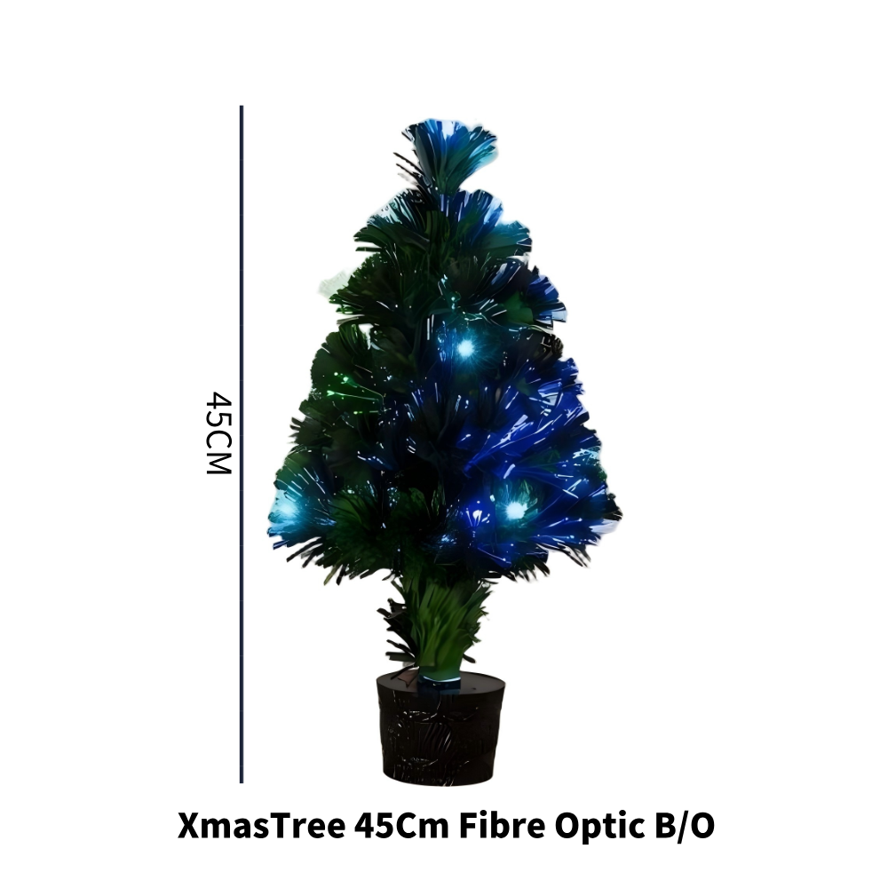 45cm Fibre Optic Christmas Tree with Lights | Battery & USB Powered | Foldable Desktop Decor