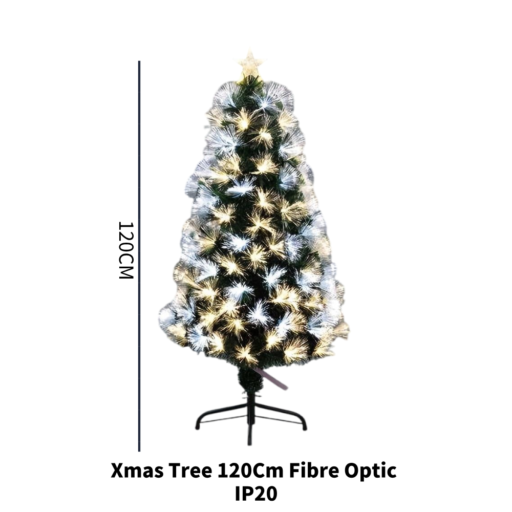 120cm Large Fibre Optic Christmas Tree with Lights 8 Lighting Modes Memory Function Battery USB Powered for Home Decor