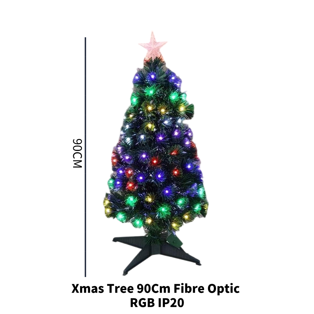 90cm Large RGB Fibre Optic Christmas Tree 8 Lighting Modes Memory Function Battery USB Powered for Home Party Decor