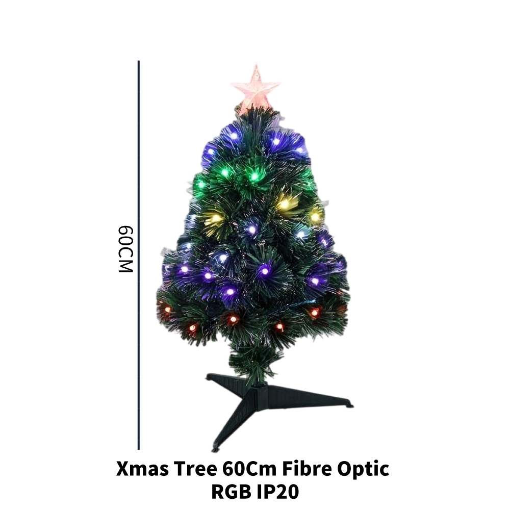 60cm Colourful Fibre Optic Christmas Tree RGB 8 Lighting Modes Memory Function Battery USB Powered for Home Party Decor