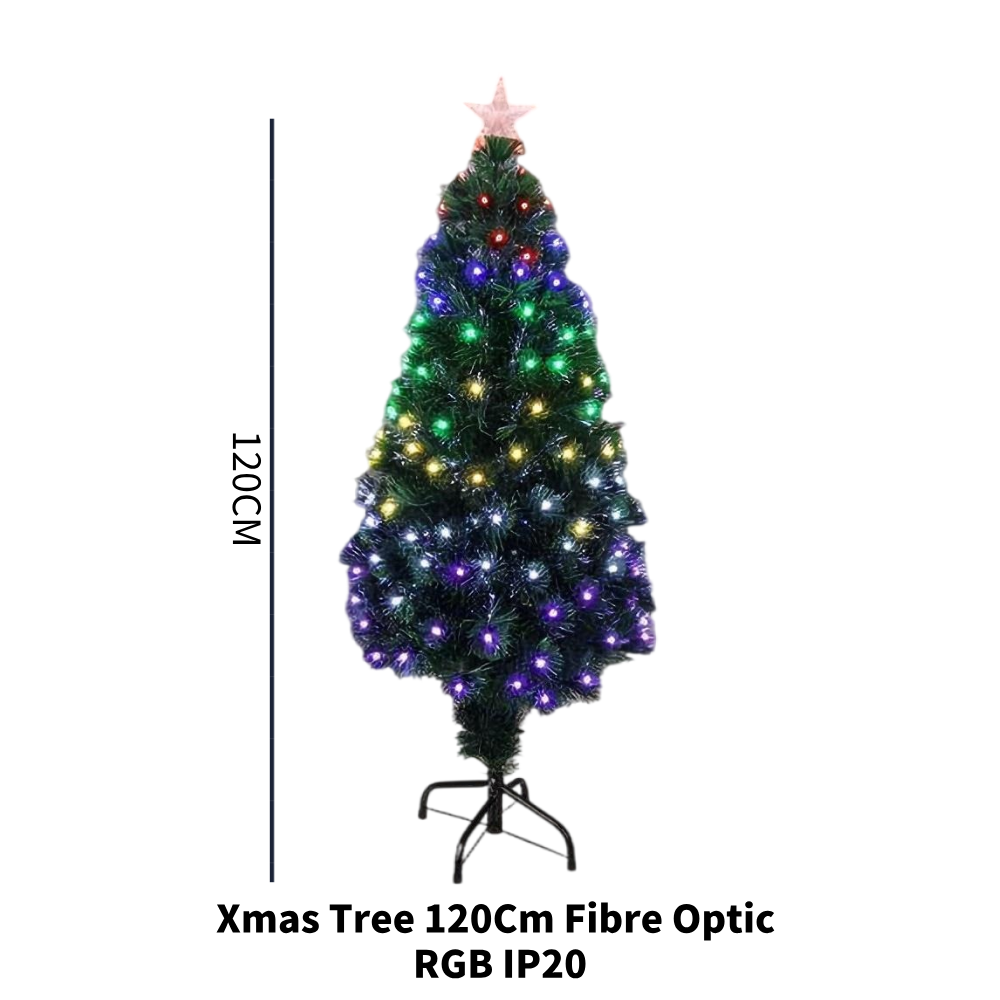120cm Large Fibre Optic Christmas Tree with Lights 8 Lighting Modes Memory Function Battery USB Powered for Home Decor