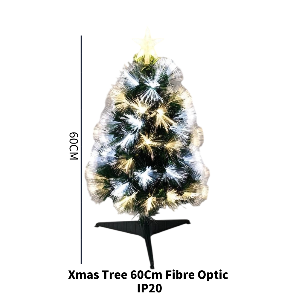60cm Colourful Fibre Optic Christmas Tree RGB 8 Lighting Modes Memory Function Battery USB Powered for Home Party Decor