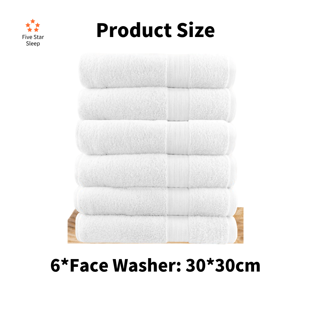 Softouch 6 Piece Ultra Light 500GSM Soft Cotton Face Washers in White