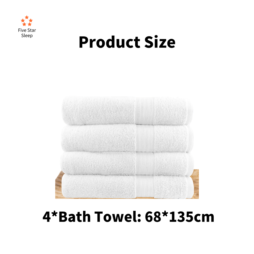 Softouch 4 PCS Ultra Light Quick Dry Premium Cotton Bath Towel Set 500GSM White