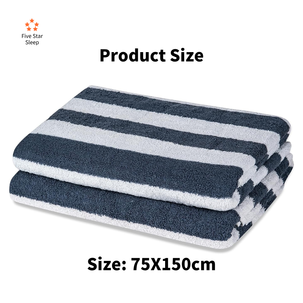 Striped Cotton Soft Highly Absorbent Terry Cloth Beach Towel
