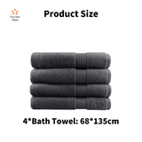 Softouch 4 PCS Ultra Light Quick Dry Premium Cotton Bath Towel Set 500GSM Charcoal