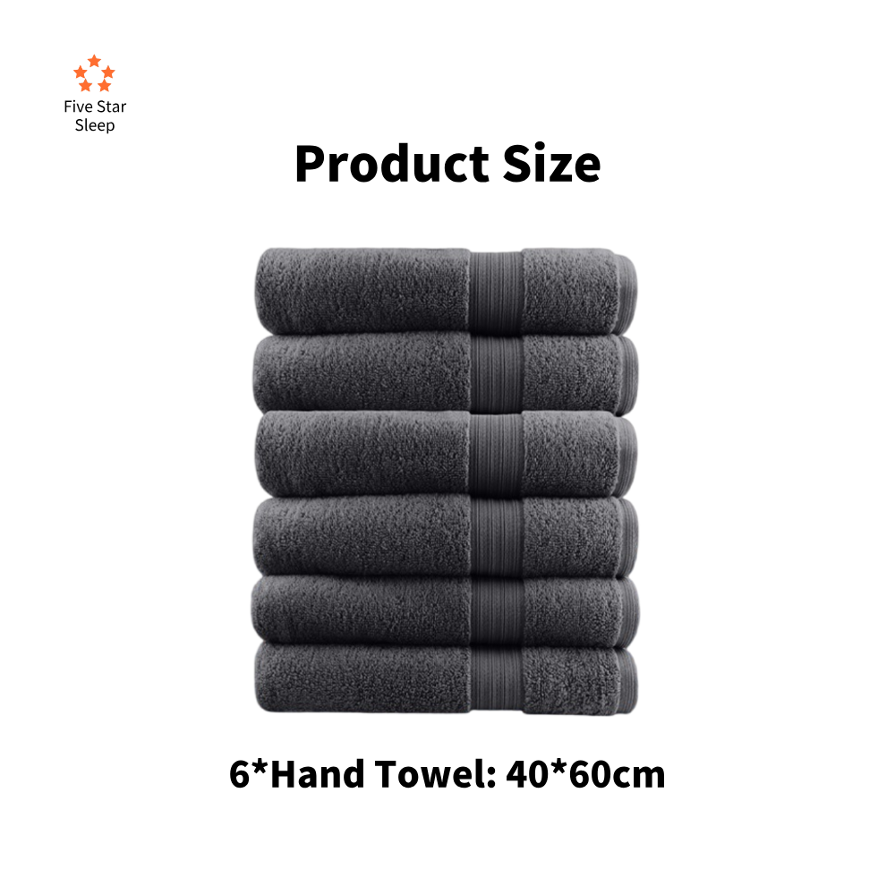 Softouch 6 Piece Ultra Light 500GSM Soft Cotton Hand Towel in Charcoal