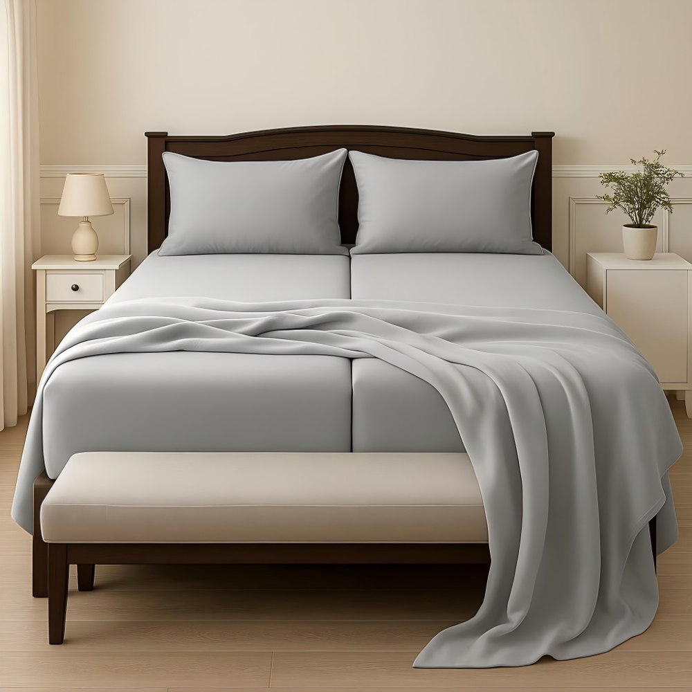 Comfort Split King Sheet Set  Wrinkle Free Microfiber, Dual Fitted Sheets