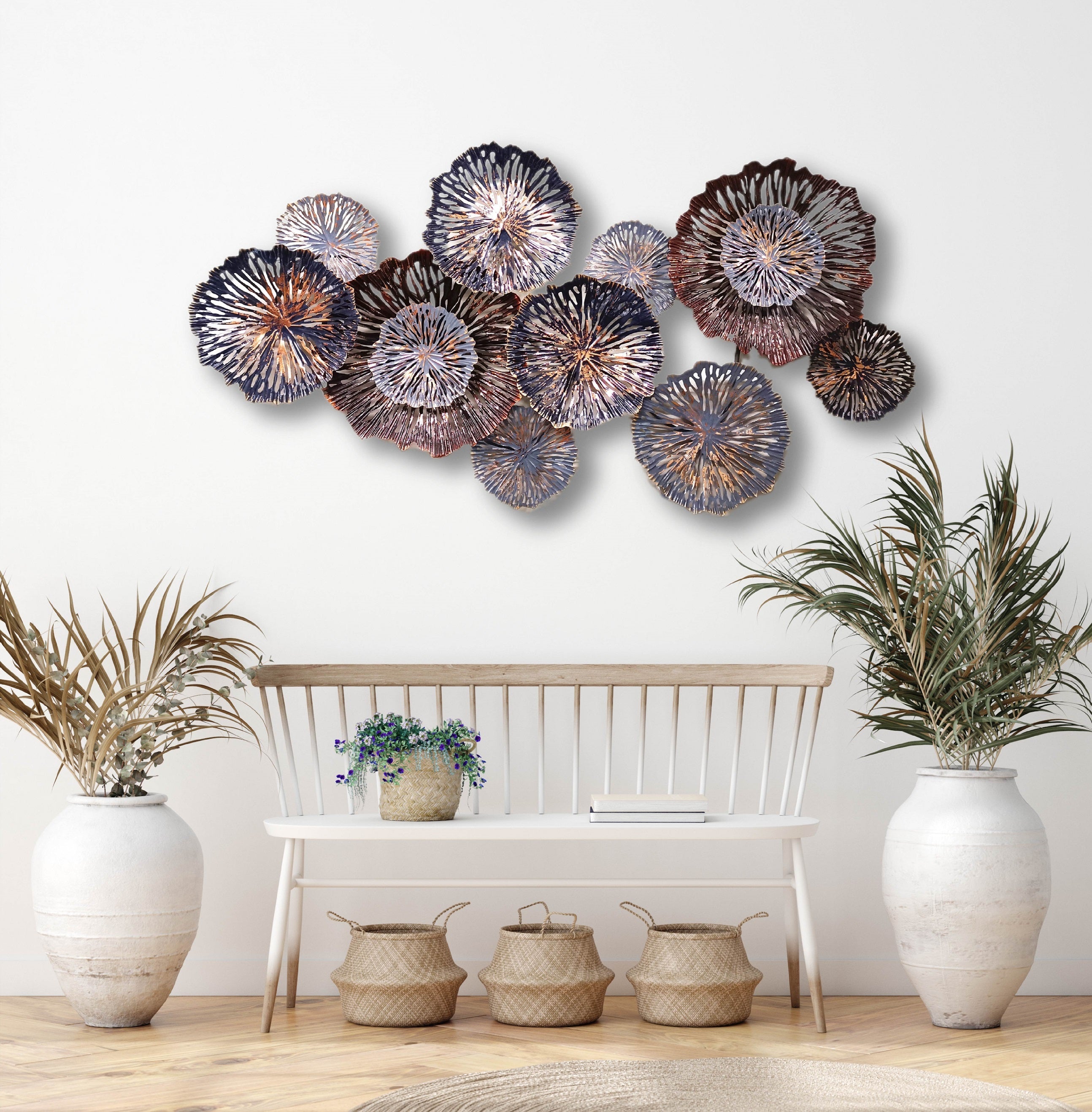Metal Wall Art - Silver Circle With Pattern - HW02720