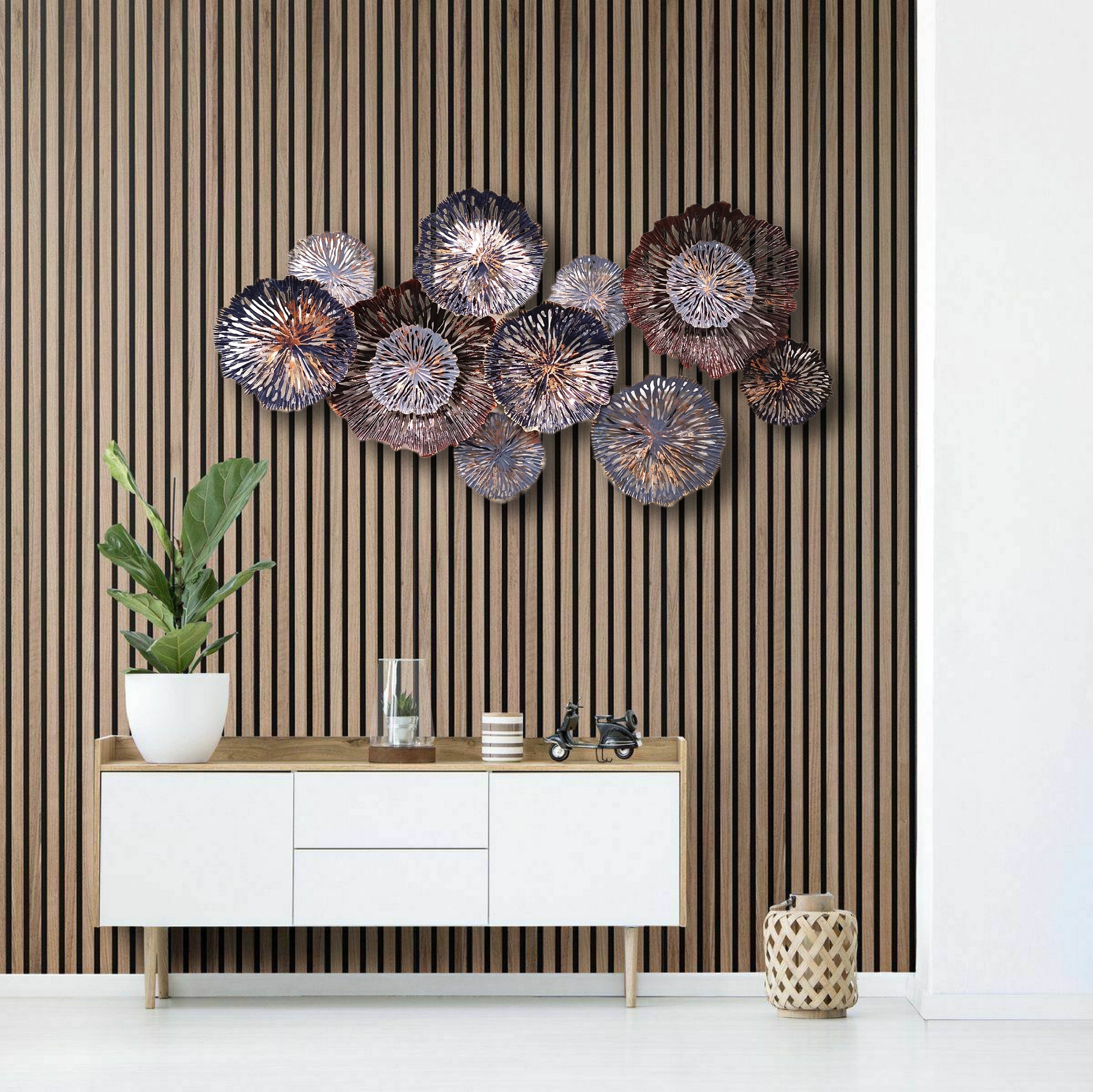 Metal Wall Art - Silver Circle With Pattern - HW02720