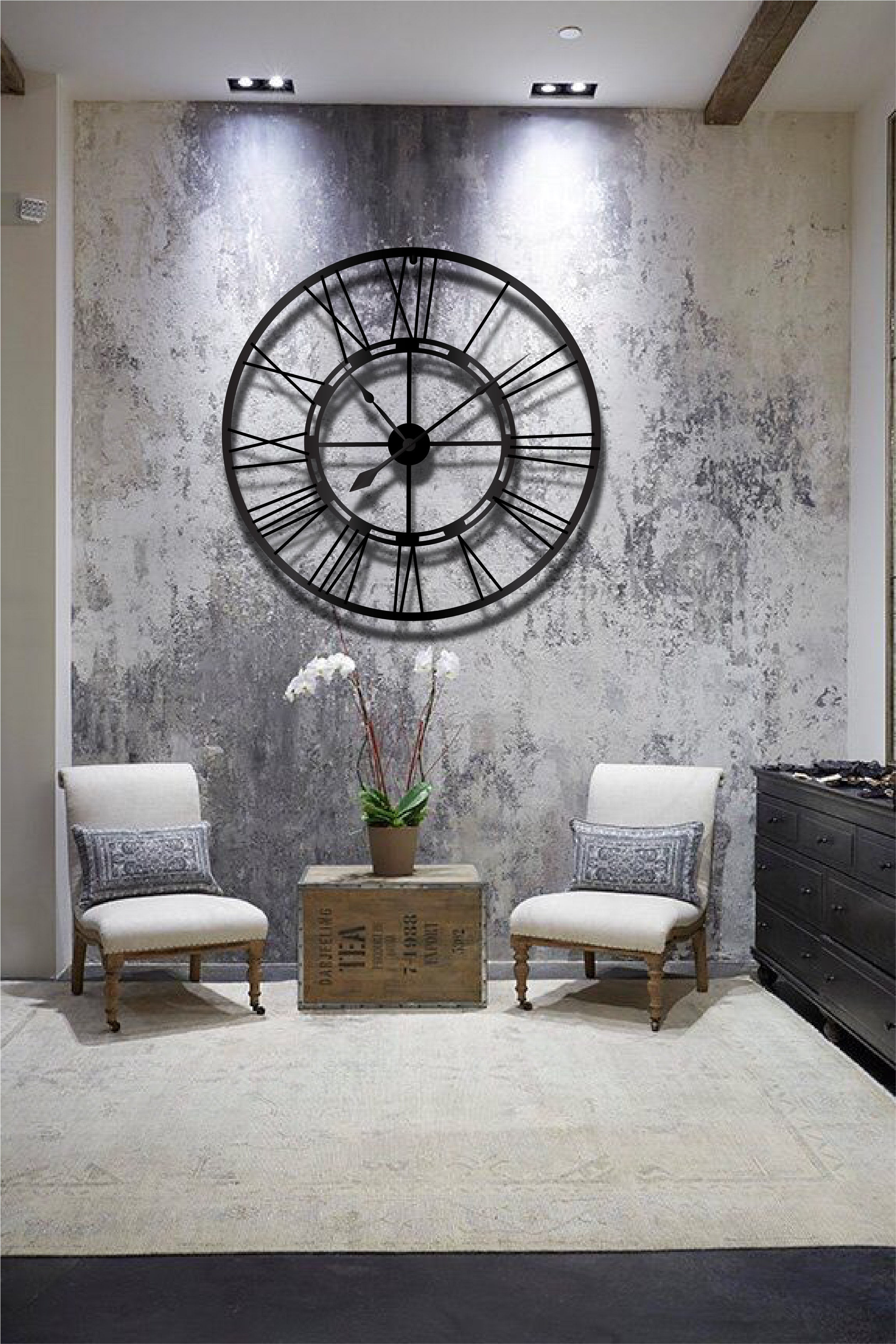 80cm Double framed metal wall clocks ADMC80DBK