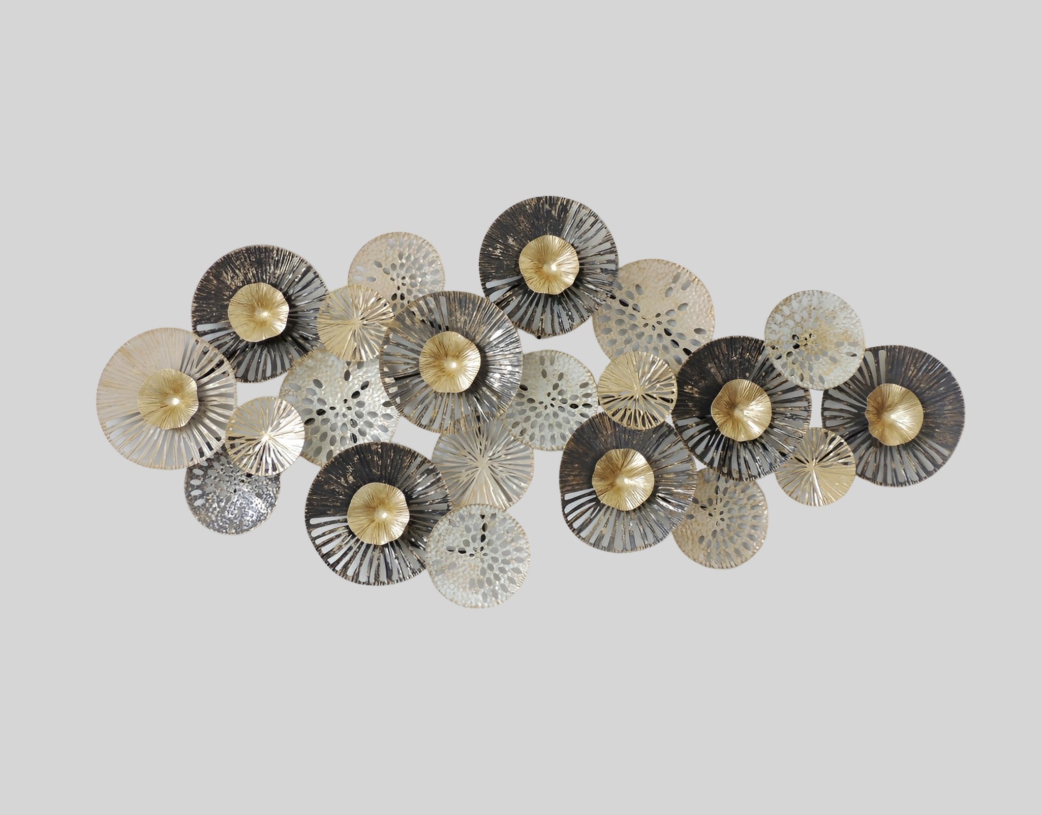 165cm huge Metal Wall Art Large Flower - Black, Sliver & Gold HW02854