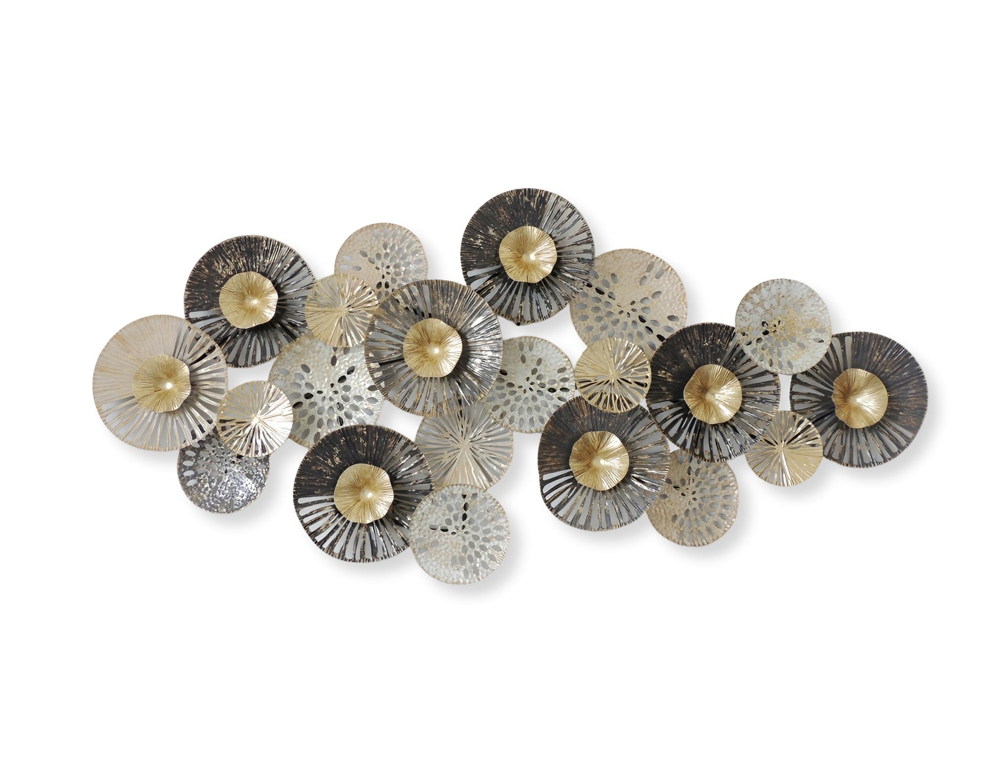 165cm huge Metal Wall Art Large Flower - Black, Sliver & Gold HW02854