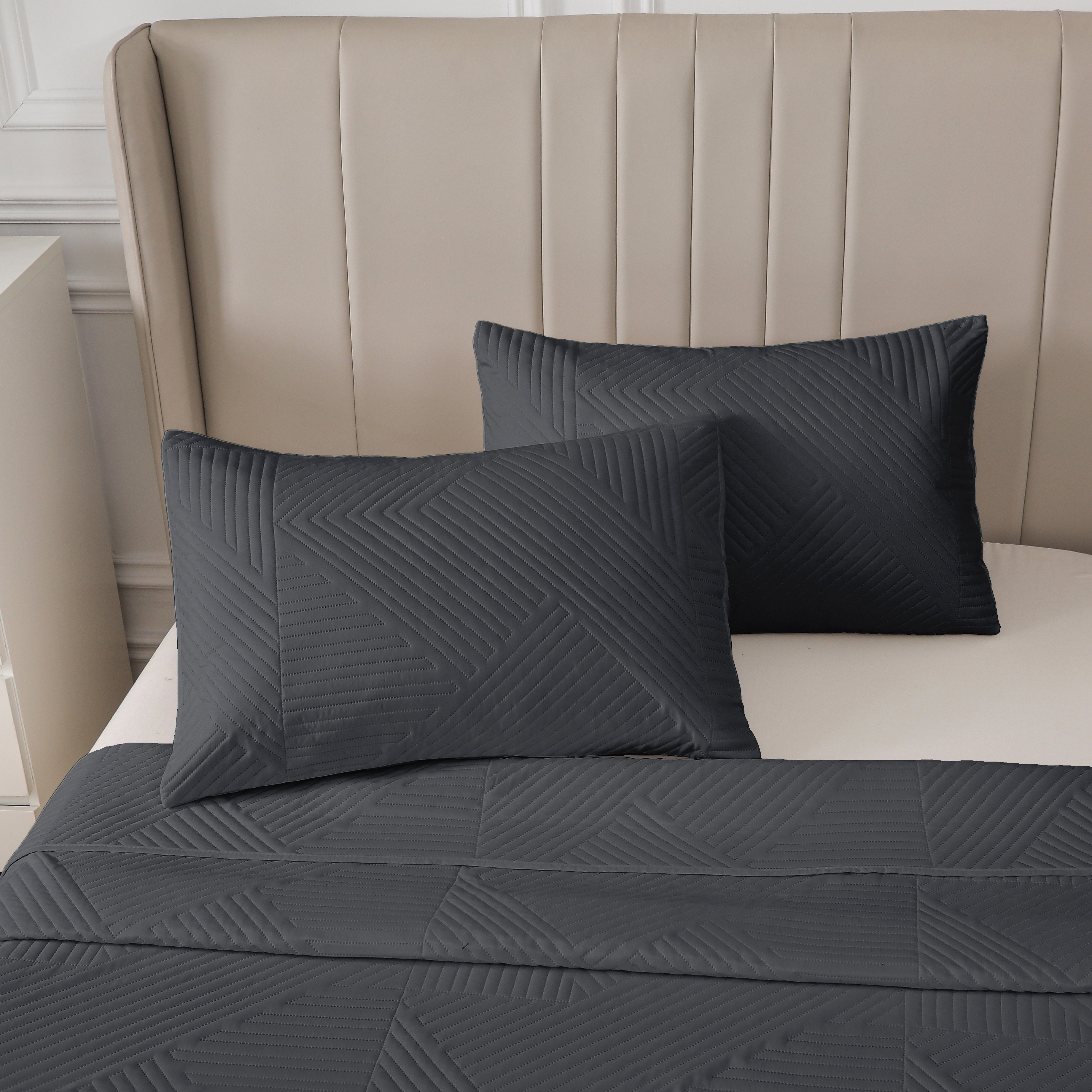 Home Fashion Geometry 3 PCS Soft Premium Bed Embossed Coverlet