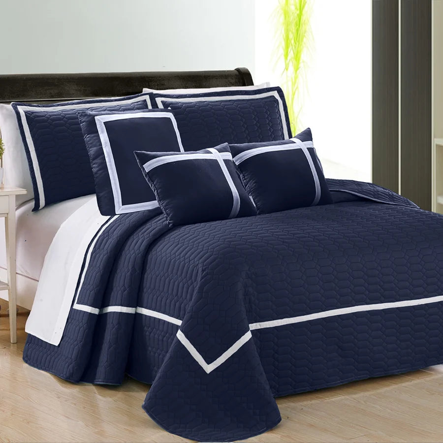 6 Piece Two-Tone Embossed Comforter Set Navy