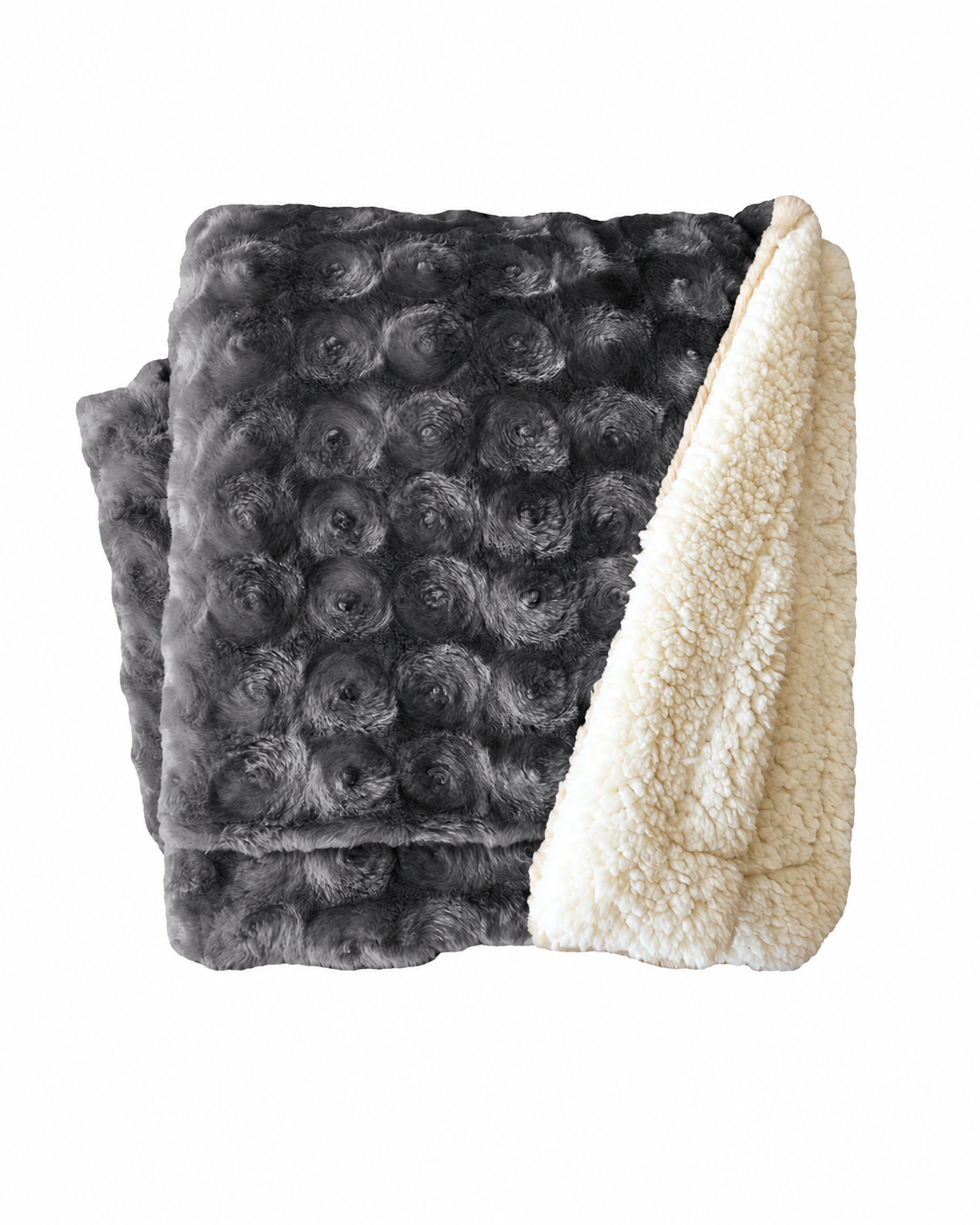 plush fleece sherpa backed reversible throw charcoal