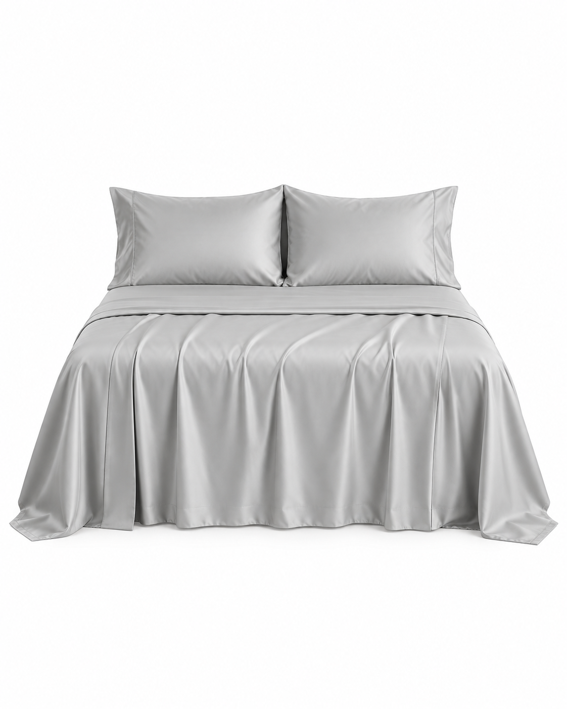 1000TC Luxurious Bamboo Cotton Sheet Sets Fitted Flat Sheet Pillowcases All Size Silver