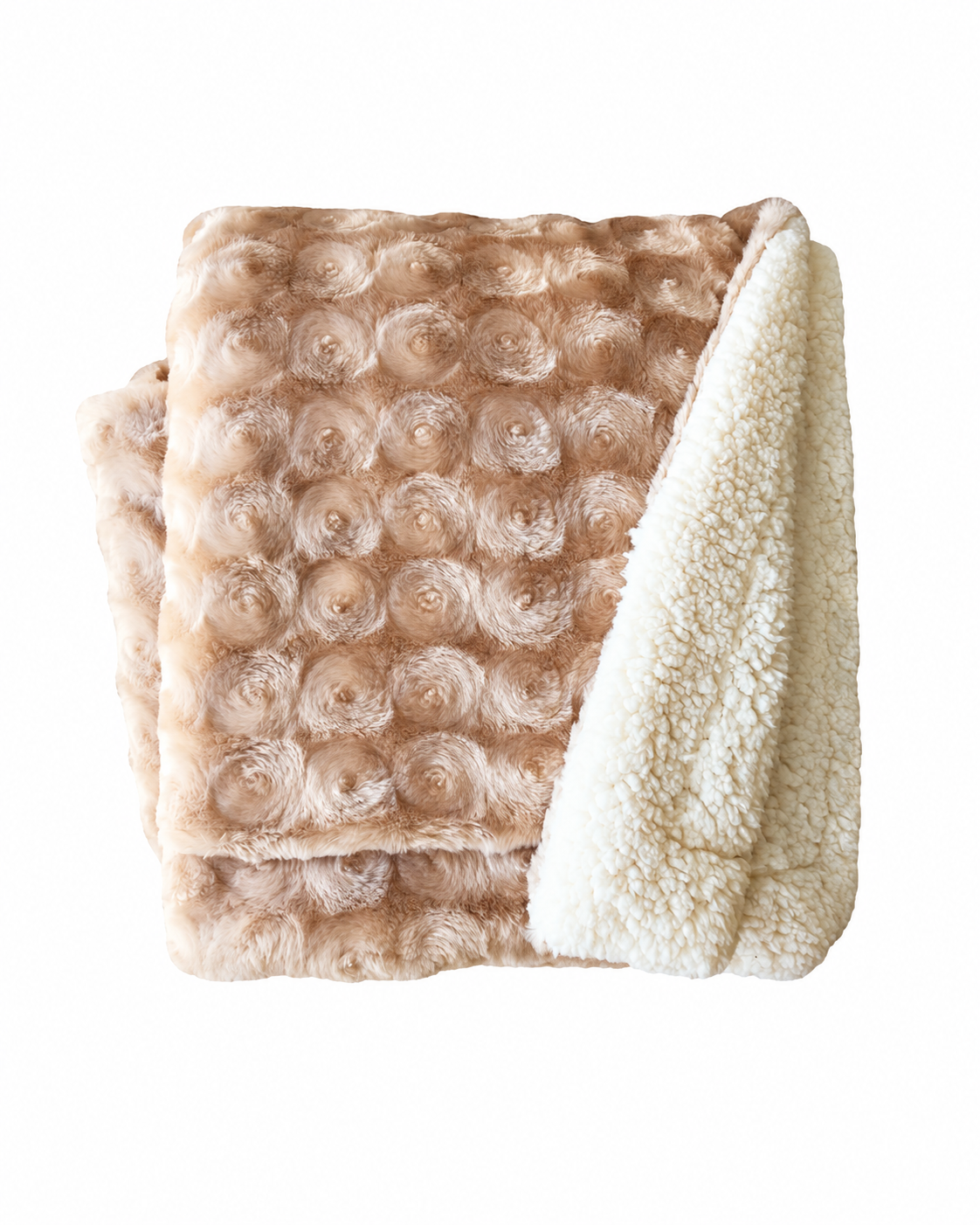 plush fleece sherpa backed reversible throw beige