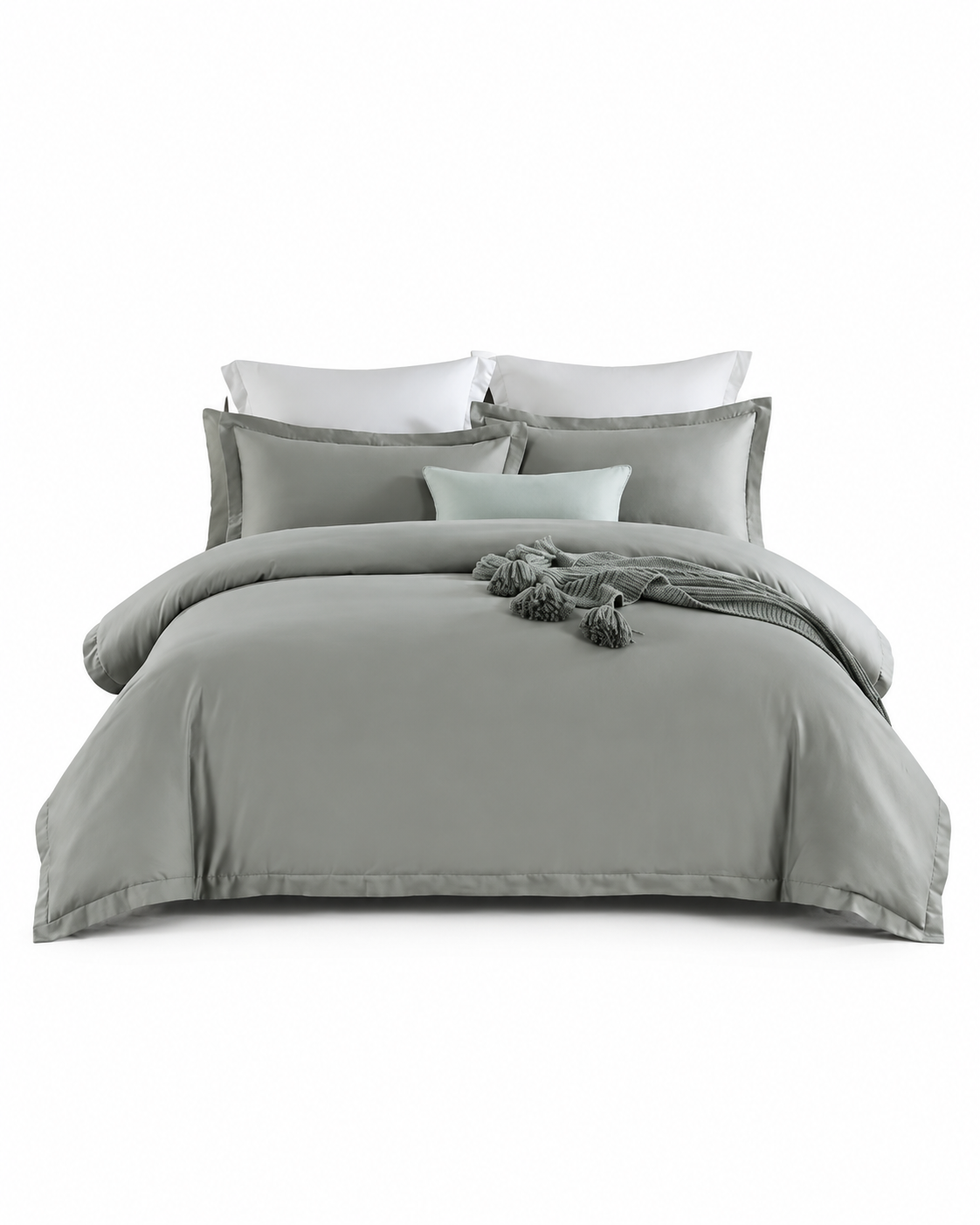400TC 100% Premium Egyptian Cotton Duvet Cover & Fitted Sheet Set Pillowcases All Sizes Silver