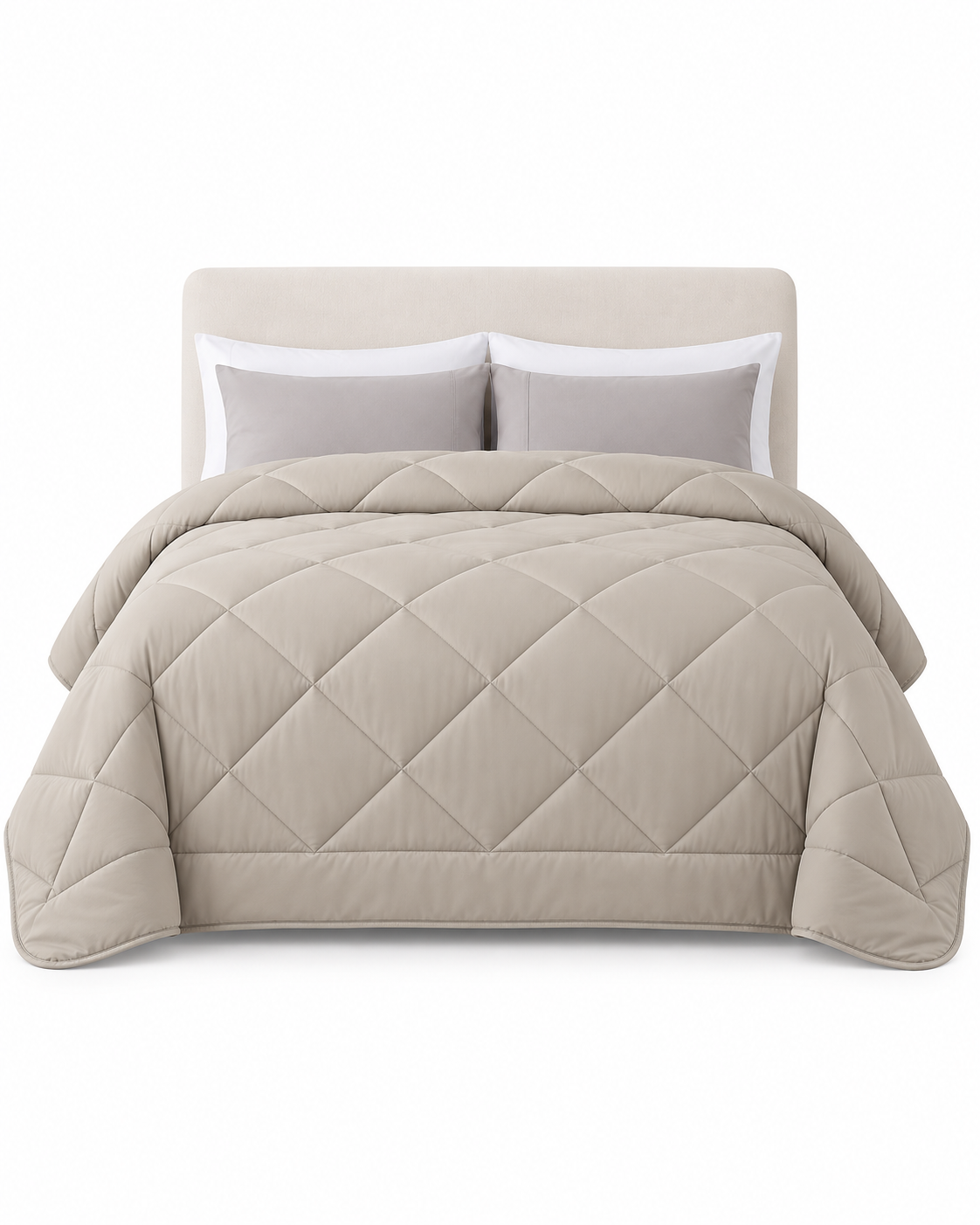 Solid Bedding Comforters, Down Alternative Bamboo Comforter Quilt Blanket Warm Taupe