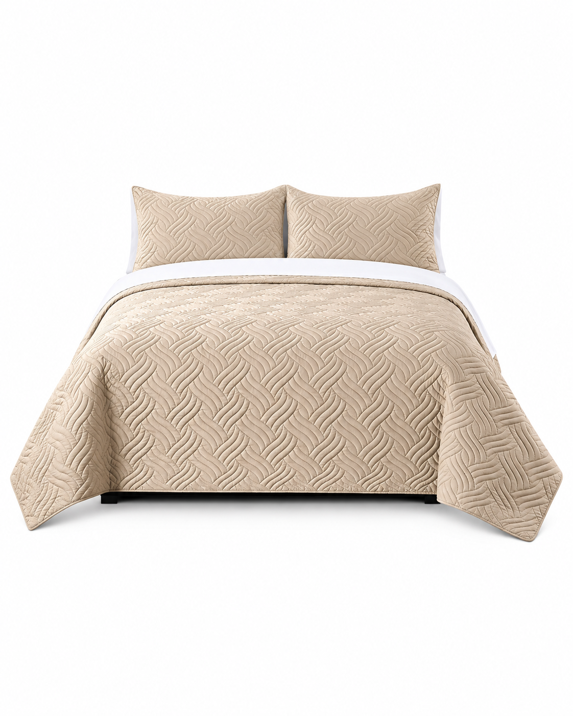 Home Fashion 3 PCS Soft Premium Bed Embossed Coverlet Queen King Natural