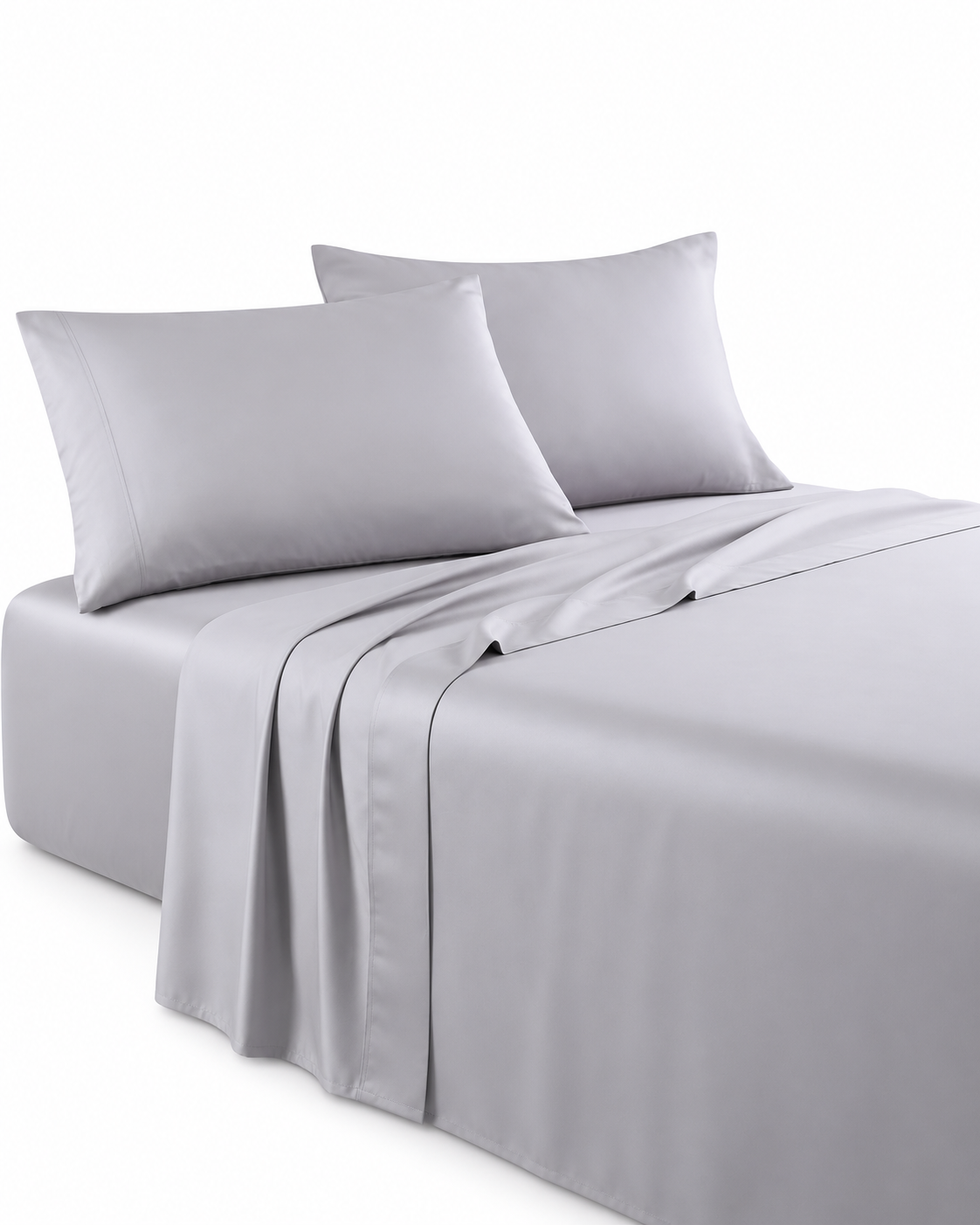1200TC Hotel Quality Soft Cotton Rich Sheet Sets Pillowcases Silky Touch All Size Silver