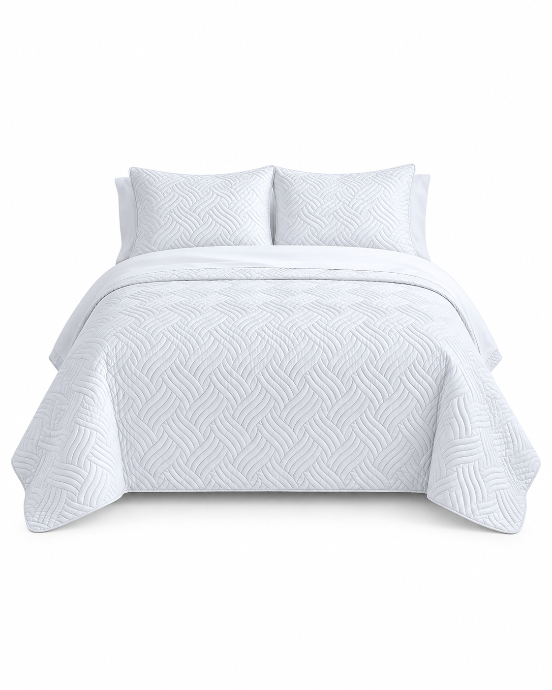 Home Fashion 3 PCS Soft Premium Bed Embossed Comforter Set Queen King White