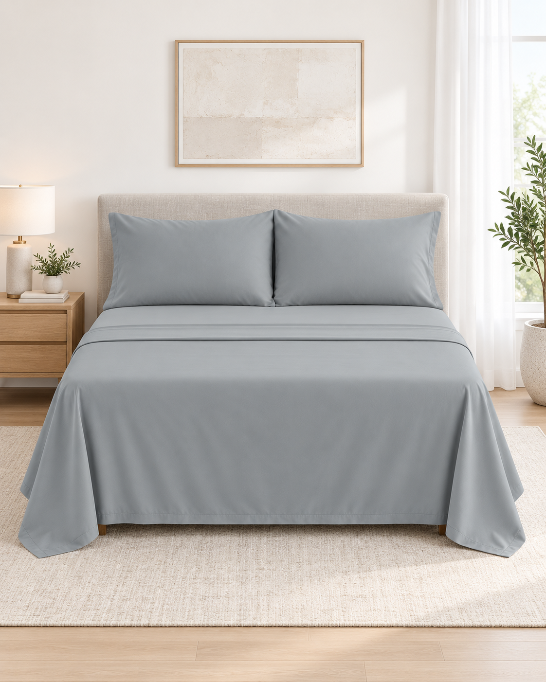 Belisma Ultra Soft Microfibre Sheet Sets Wrinkle Free All Size Silver