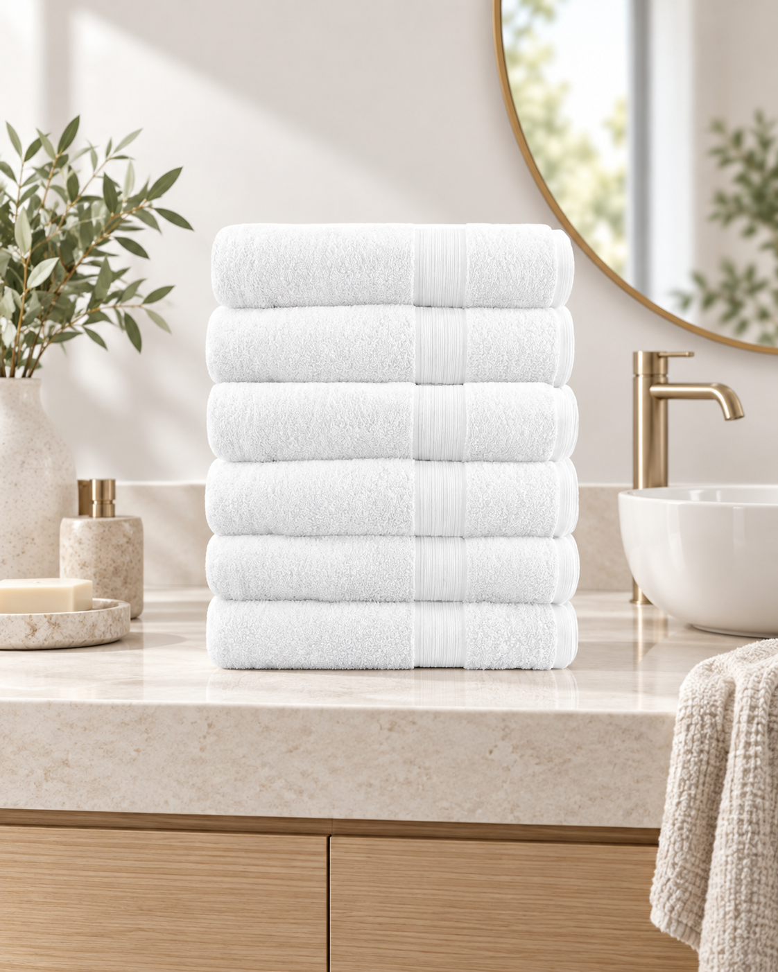 Softouch 6 Piece Ultra Light 500GSM Soft Cotton Face Washers in White