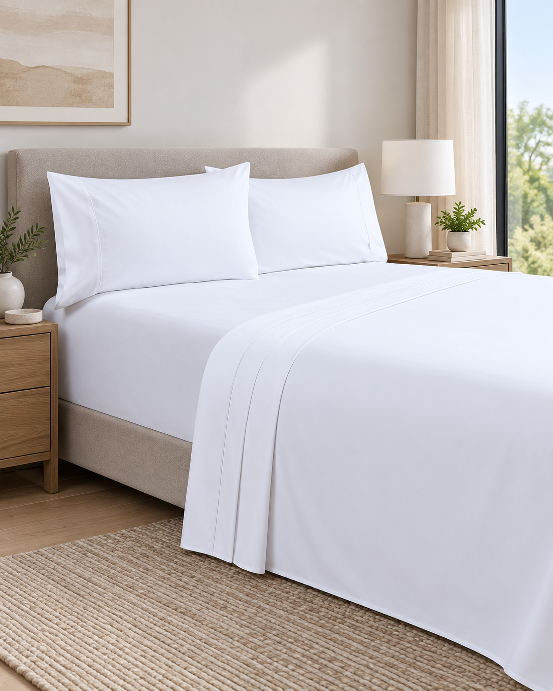 1000TC 100% Premium Egyptian Cotton Sheet Sets Fitted Flat Sheet Pillowcases All Size White